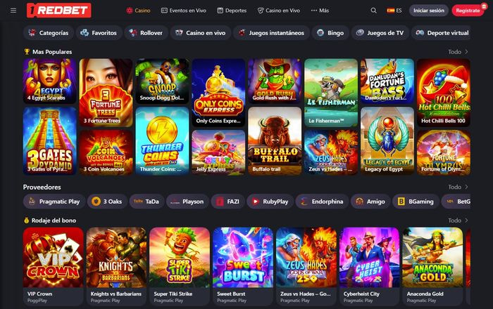 Sección de tragamonedas populares en 1RedBet