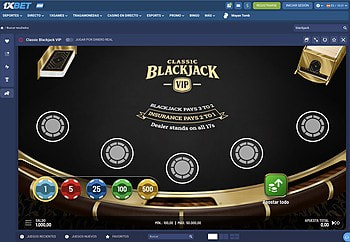 Mesa de Classic Blackjack VIP en 1xBet.
