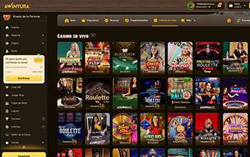 Catálogo de casino en vivo de Awintura.