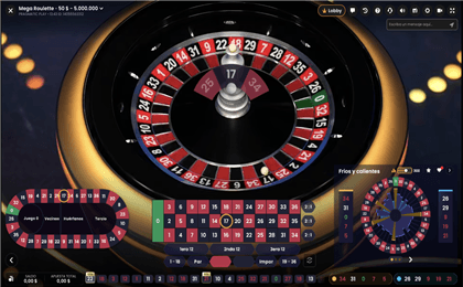 Partida de Mega Roulette con multiplicadores en Awintura.
