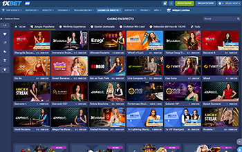 Catálogo de casino en vivo de 1xBet.