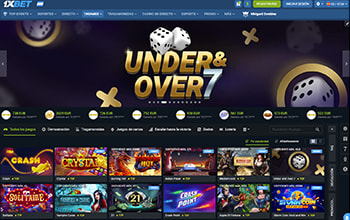 Página de inicio del casino online 1xBet.