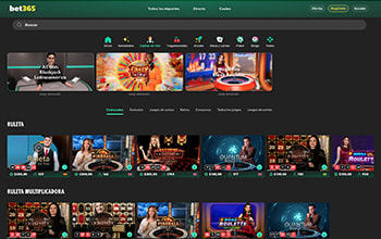 Catálogo de casino en vivo de bet365.