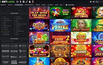 Sección de tragamonedas en el casino BetLabel.