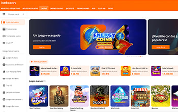Página de inicio del casino online Betsson para Buenos Aires.