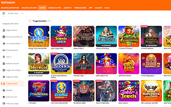 Catálogo de tragamonedas de Betsson.