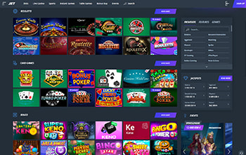 Catálogo de juegos de mesa disponibles en JET Casino.