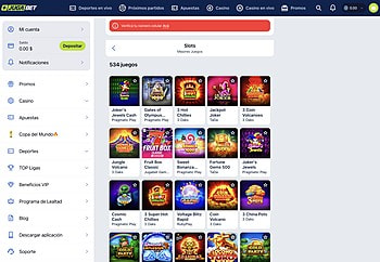 Catálogo de tragamonedas de JugaBet.