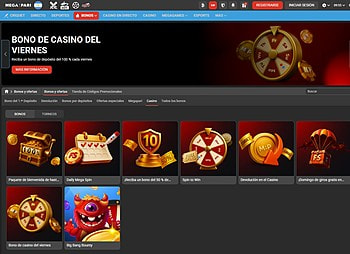 Bonos de casino disponibles en Megapari.