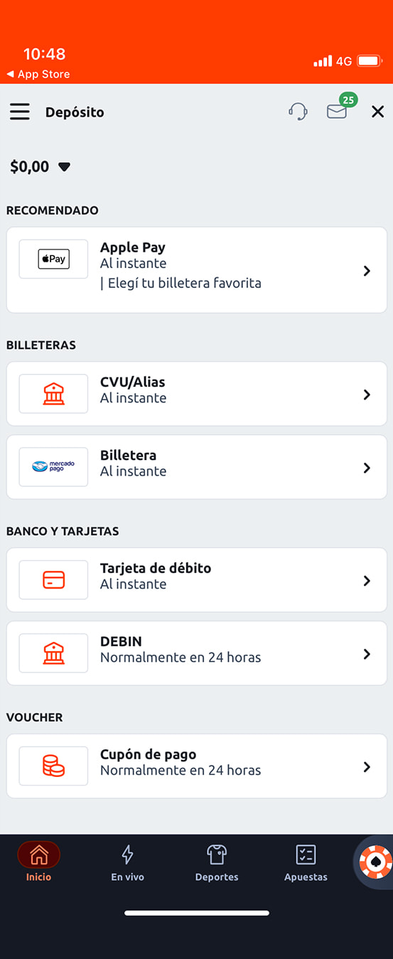 Métodos de pago disponibles para depositar en Betano.