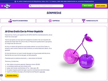 Bono de bienvenida de 80 giros gratis de PlayUZU.
