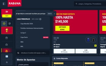 Sección de apuestas deportivas en Rabona Argentina.