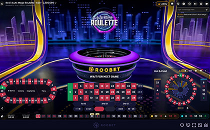 Partida de Mega Roulette en el casino Roobet