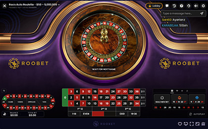 Partida de la Ruleta Automática en el casino Roobet.