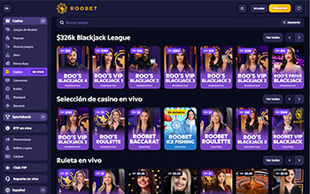 Catálogo de juegos de mesa disponibles en Roobet.