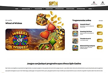 Sección de jackpots progresivos de Spin Casino.