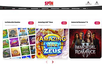 Página principal de Spin Casino