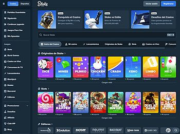 Stake Originals y tragamonedas en el lobby del casino