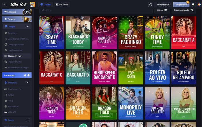 Casino en vivo de Win.bet con game shows