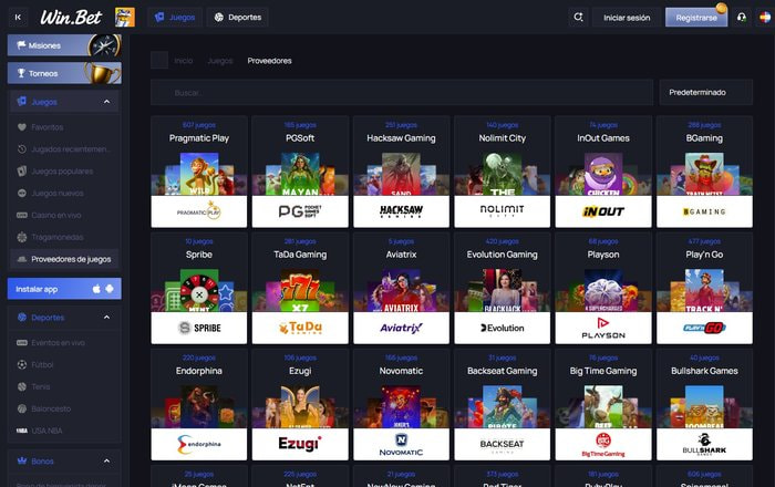 Proveedores de juegos disponibles en Win.bet