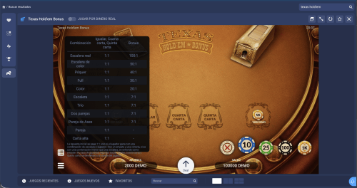 Mesa de Casino Hold'em por dinero real en un casino online de Argentina.